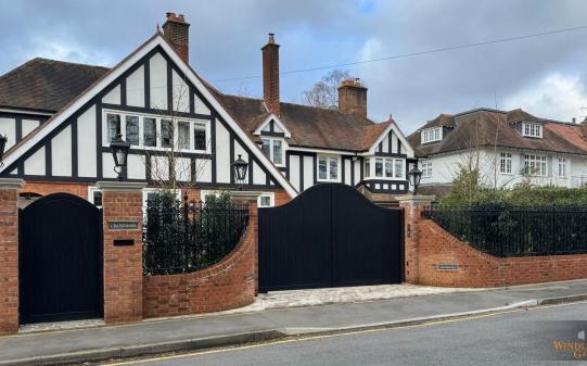 Wooden Electric Gate with matching Pedestrian Gate